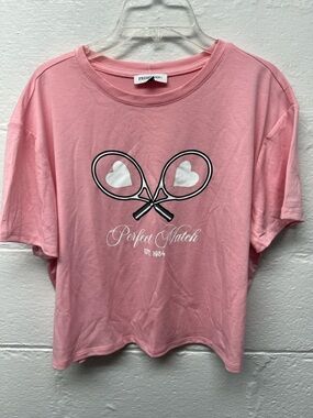 NWT Perfect Match Tennis Pink Graphic Tee